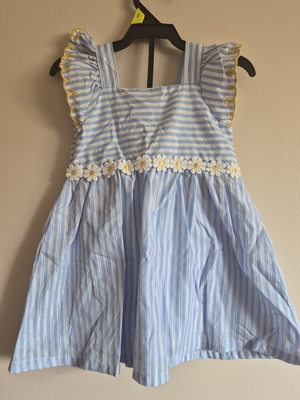 Blue and White Striped Daisy Trim Girls' Dress Size 18M